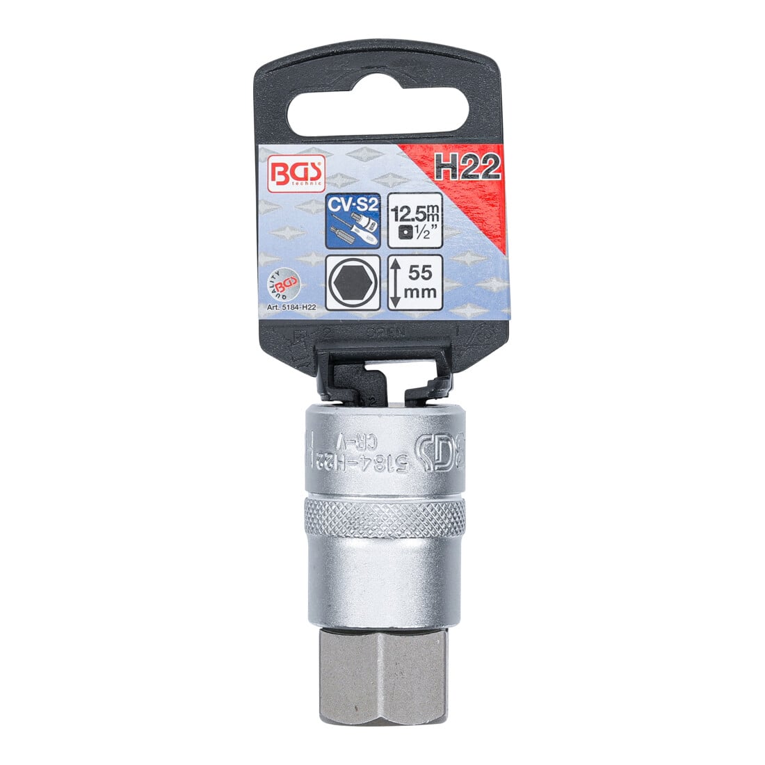 BGS Bit-Einsatz 5184-H22, Antrieb Innenvierkant 12,5 mm (1/2"), Innensechskant 22 mm