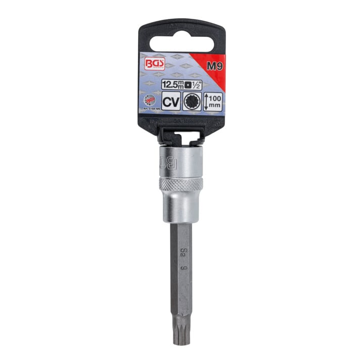 BGS Bit-Einsatz 5184-M9, Länge 100 mm, Antrieb Innenvierkant 12,5 mm (1/2"), Innenvielzahn (für XZN) M9