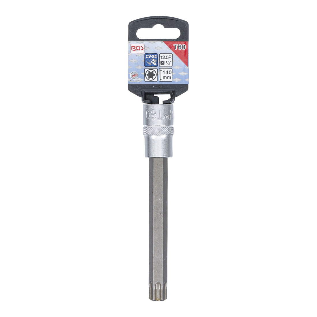 BGS Bit-Einsatz 5184-T60, Länge 140 mm, Antrieb Innenvierkant 12,5 mm (1/2"), T-Profil (für TX) T60