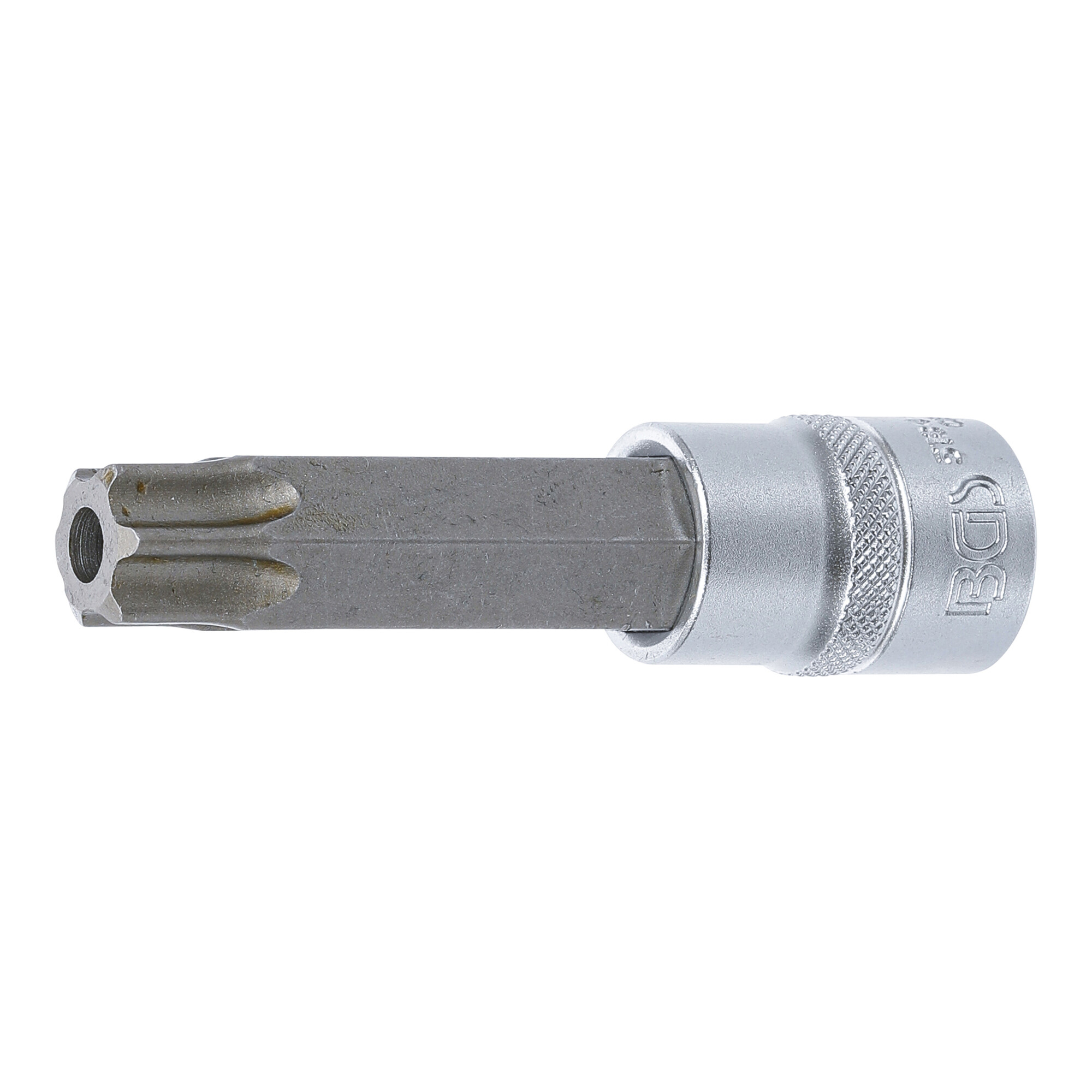 BGS Bit-Einsatz 5184-TB80, Länge 100 mm, Antrieb Innenvierkant 12,5 mm (1/2"), T-Profil (für TX) mit Bohrung T80 ; BGS technic