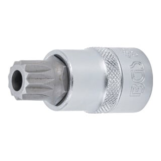 BGS Bit-Einsatz Antrieb Innenvierkant 12,5 mm, Innenvielzahn (für XZN) mit Bohrung M16