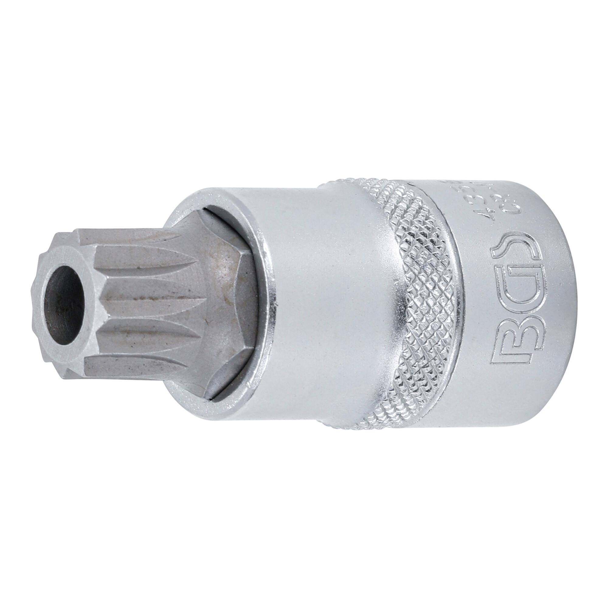 BGS Bit-Einsatz Antrieb Innenvierkant 12,5 mm, Innenvielzahn (für XZN) mit Bohrung M16 ; BGS technic