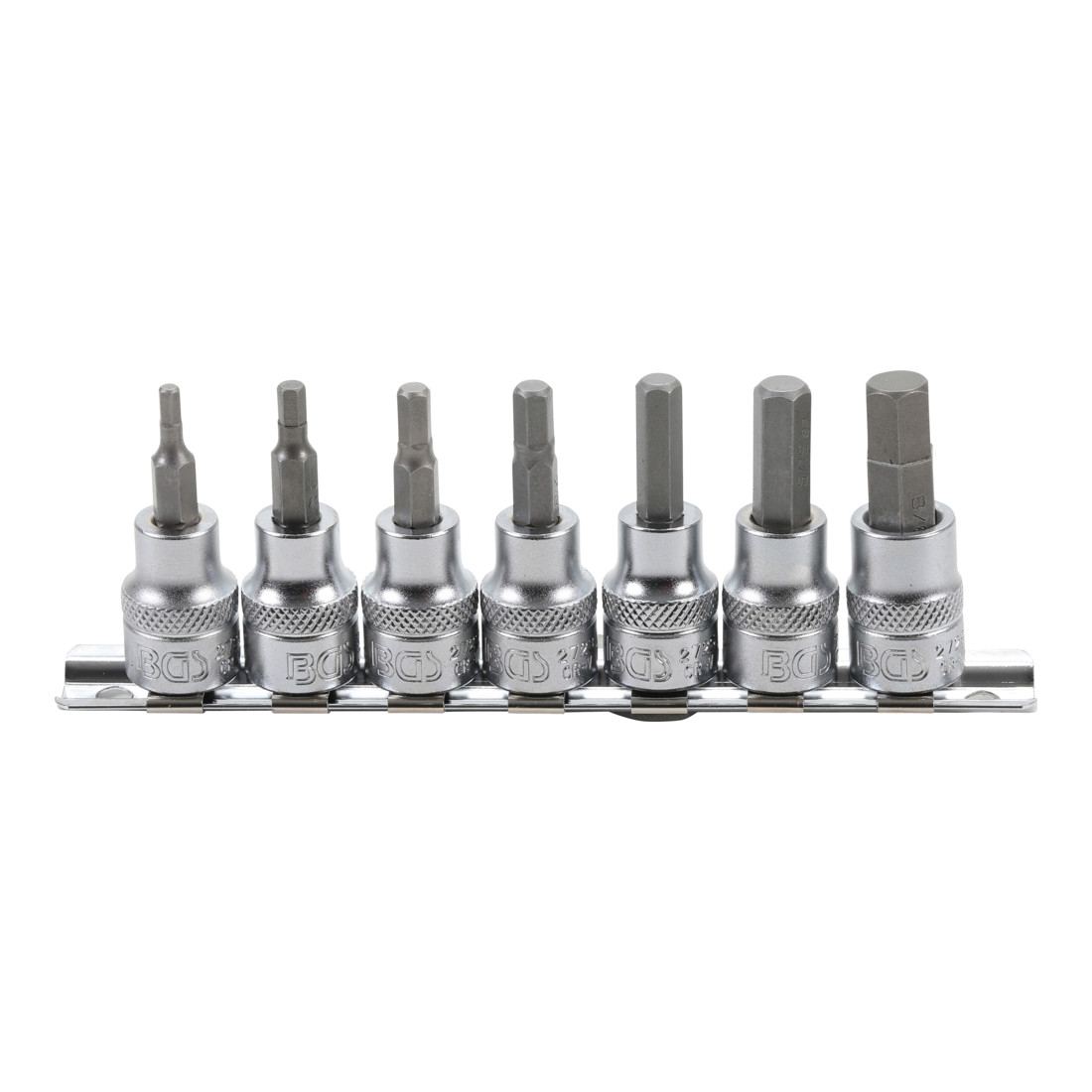 BGS Bit-Einsatz-Satz 10 mm (3/8 Zoll) Innensechskant 1/8 Zoll - 3/8 Zoll Zollgrößen, 7-tlg.