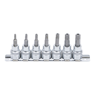 BGS Bit-Einsatz-Satz Antrieb Innenvierkant 10 mm (3/8 Zoll) T-Profil (für TX) mit Bohrung T15 - T50 7 teilig