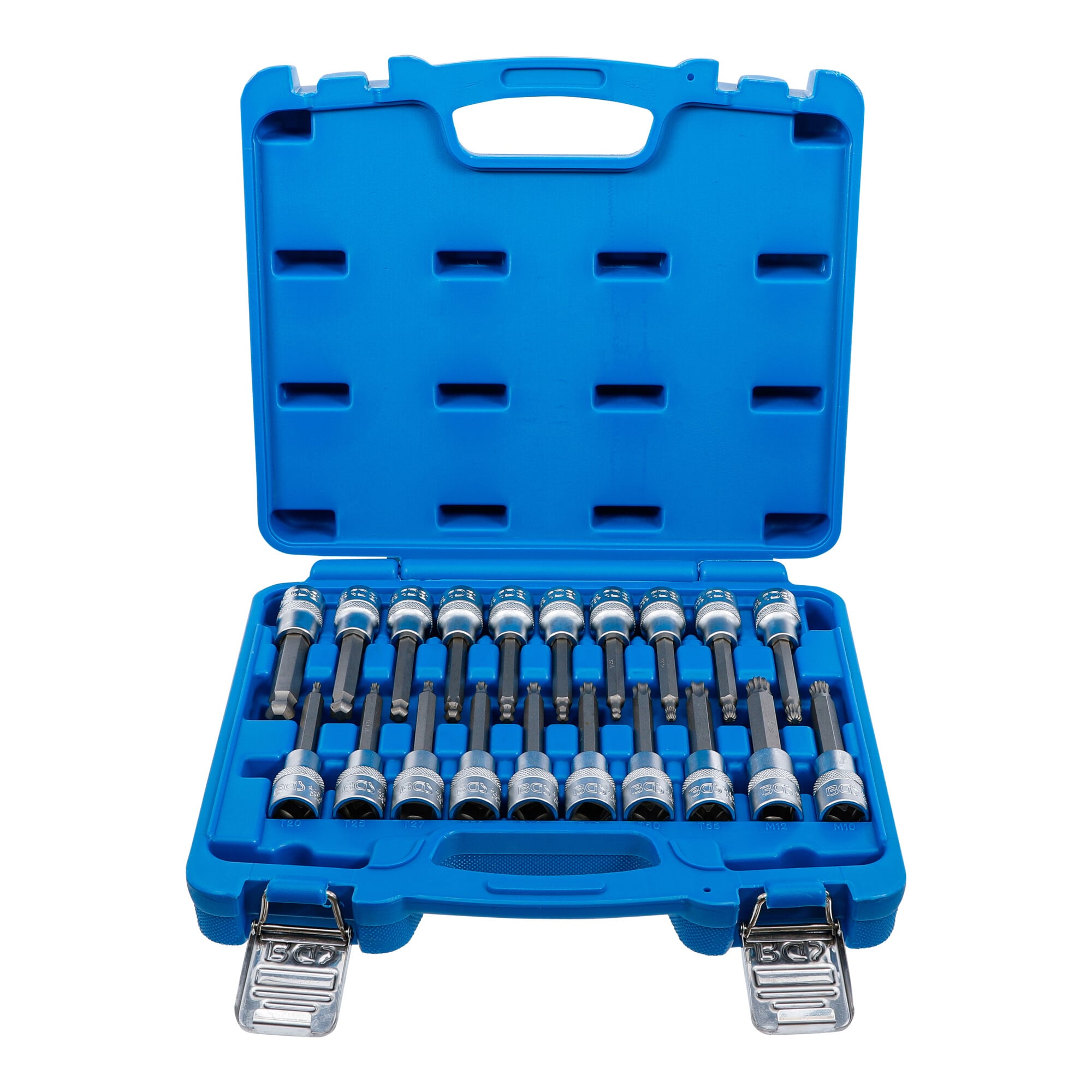 BGS Bit-Einsatz-Satz, Antrieb Innenvierkant 12,5 mm (1/2"), Innensechskant, T-Profil (für TX), Innenvielzahn (für XZN) mit Kugelkopf, 20-tlg. ; BGS te
