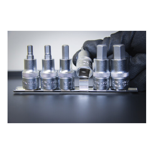 BGS Bit-Einsatz-Satz Antrieb Innenvierkant 12,5 mm (1/2 Zoll) Innensechskant 6 - 14 mm 6 teilig