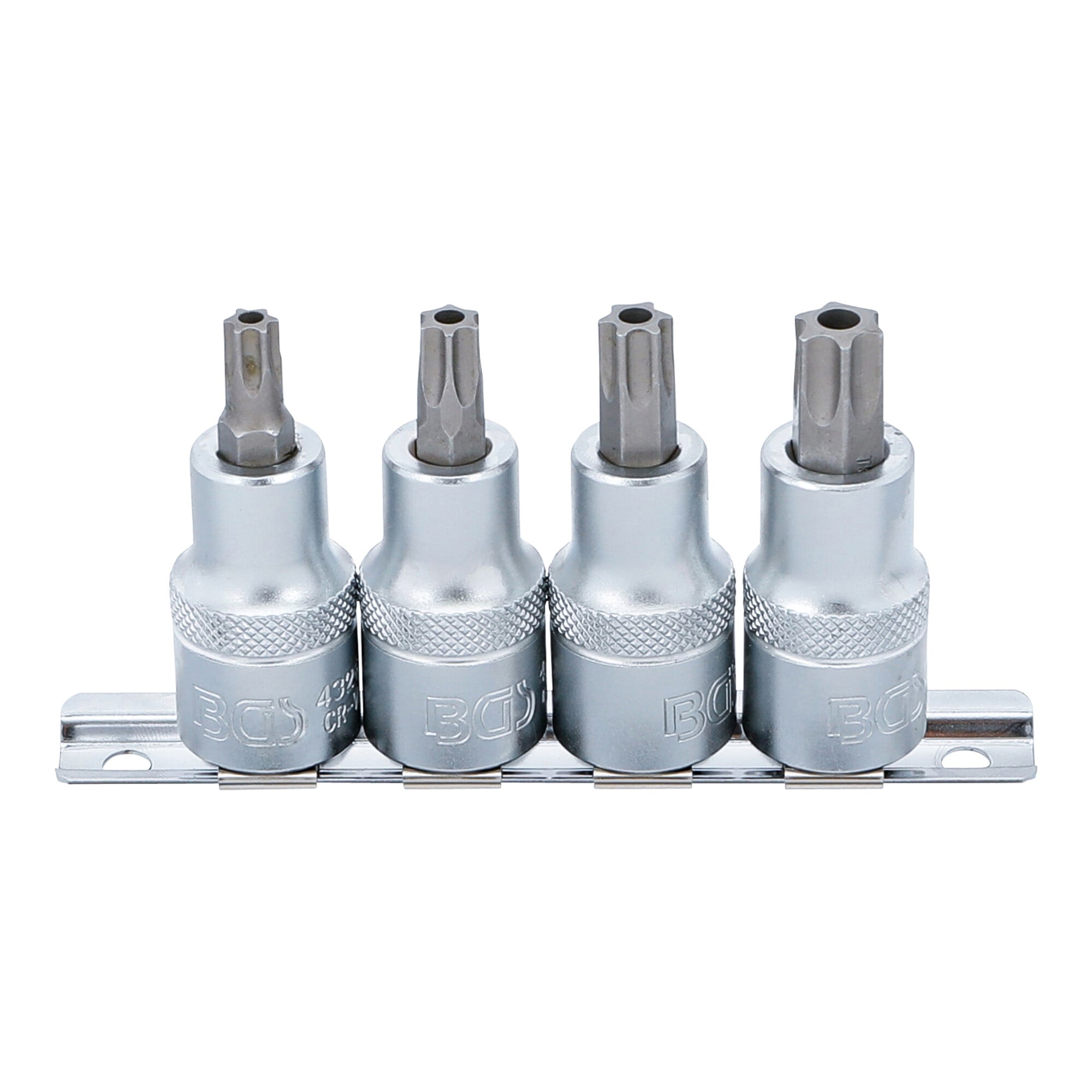BGS Bit-Einsatz-Satz Antrieb Innenvierkant 12,5 mm (1/2 Zoll) T-Profil (für TX) mit Bohrung T40 - T55 4 teilig ; BGS technic