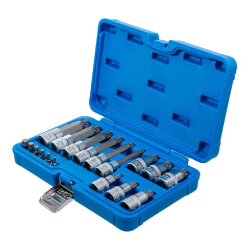 BGS Bit-Einsatz-Satz, Antrieb Innenvierkant 6,3 mm (1/4") / 12,5 mm (1/2"), Innenvielzahn (für XZN), 18-tlg.