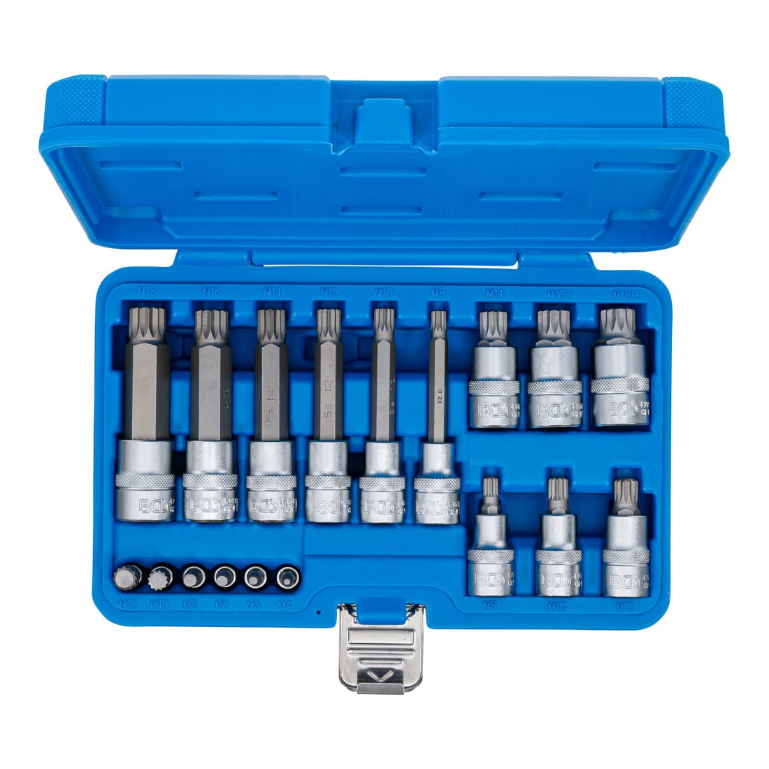 BGS Bit-Einsatz-Satz, Antrieb Innenvierkant 6,3 mm (1/4") / 12,5 mm (1/2"), Innenvielzahn (für XZN), 18-tlg.