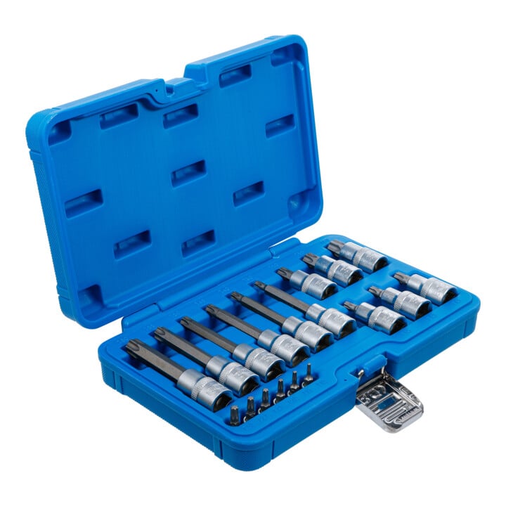 BGS Bit-Einsatz-Satz, Antrieb Innenvierkant 6,3 mm (1/4") / 12,5 mm (1/2"), T-Profil (für TX), 18-tlg.