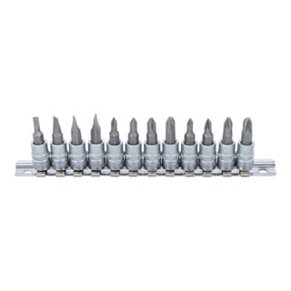 BGS Bit-Einsatz-Satz Antrieb Innenvierkant 6,3 mm (1/4") Schlitz, Kreuzschlitz PH, Kreuzschlitz PZ 12-tlg.