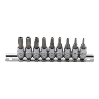 BGS Bit-Einsatz-Satz Antrieb Innenvierkant 6,3 mm (1/4") T-Profil (für TX) mit Bohrung T10 - T50 9-tlg.