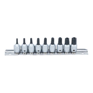 BGS Bit-Einsatz-Satz, Antrieb Innenvierkant 6,3 mm (1/4"), TS-Profil (für TX Plus) mit Bohrung TS10 - TS50, 9-tlg.