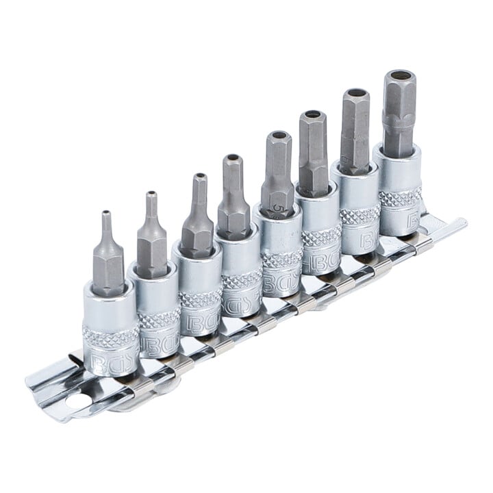 BGS Bit-Einsatz-Satz Antrieb Innenvierkant 6,3 mm (1/4 Zoll) Innensechskant mit Bohrung 2 - 7 mm 8 teilig