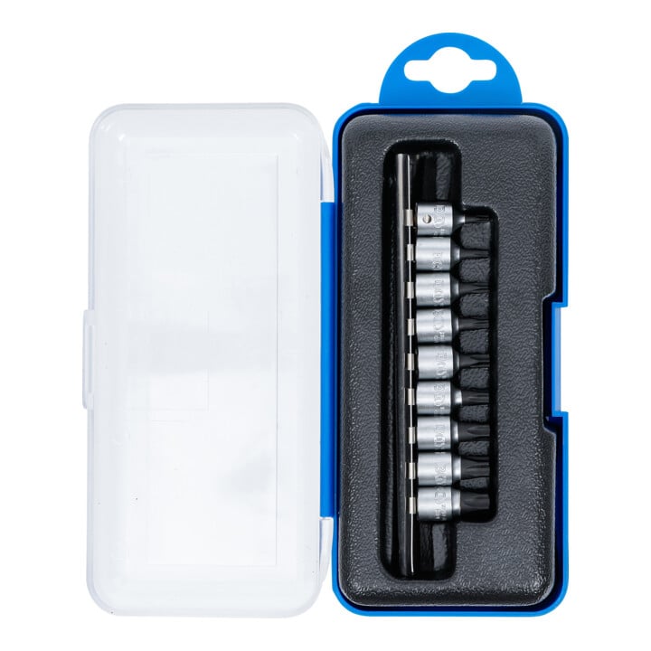 BGS Bit-Einsatz-Satz Antrieb Innenvierkant 6,3 mm (1/4 Zoll) TS-Profil (für Torx Plus) mit Bohrung 9 teilig