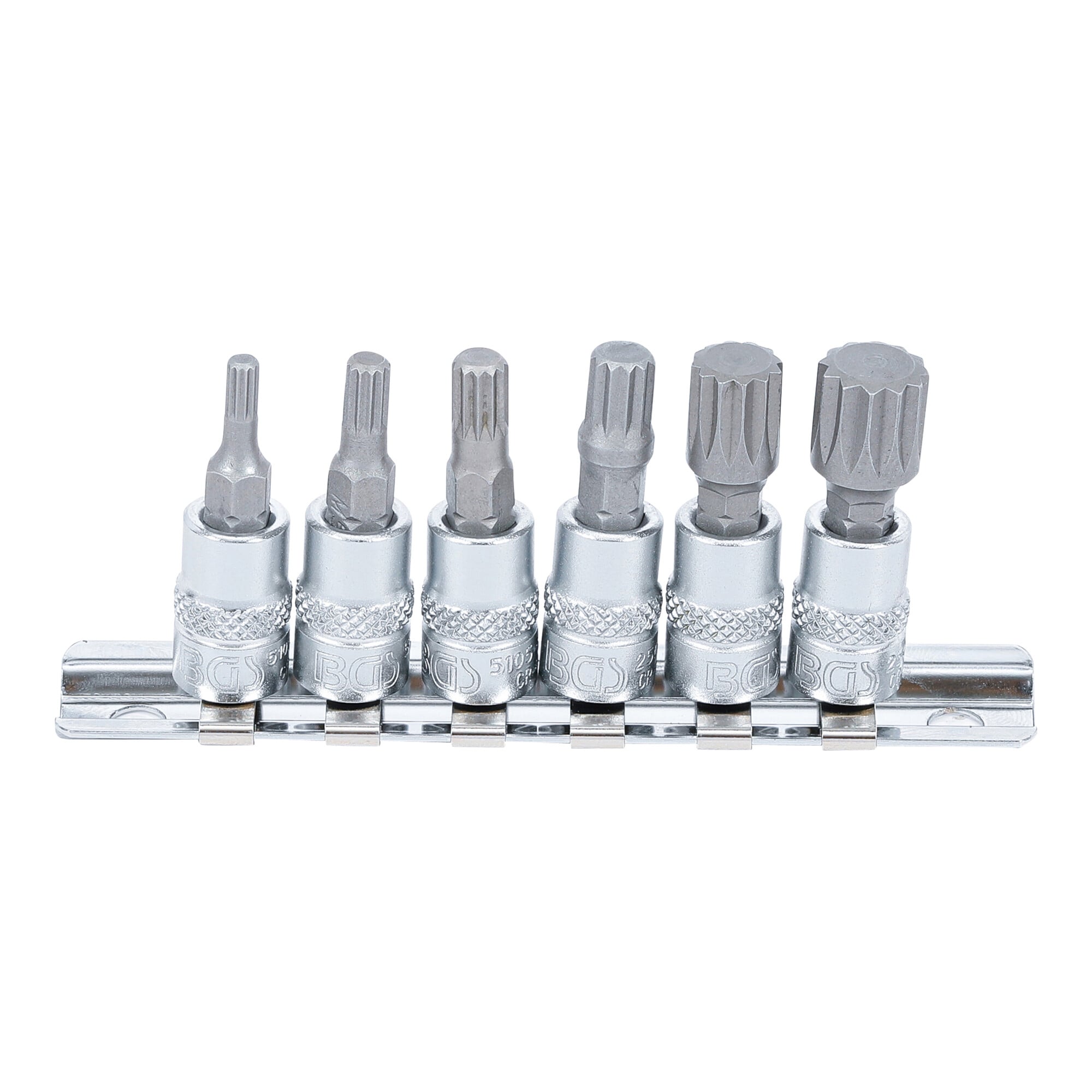 BGS Bit-Einsatz-Satz Antrieb Innenvierkant 6,3 mm Innenvielzahn (für XZN) M4 - M12 6-tlg. ; BGS technic