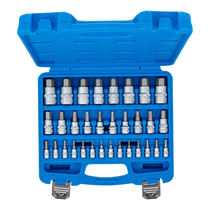 BGS Bit-Einsatz-Satz Innensechskant 2 - 19 mm / 1/4" - 9/16" Metrisch und Zollgrößen 32-tlg.