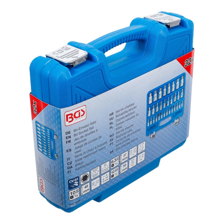 BGS Bit-Einsatz-Satz Innensechskant 2 - 19 mm / 1/4" - 9/16" Metrisch und Zollgrößen 32-tlg.