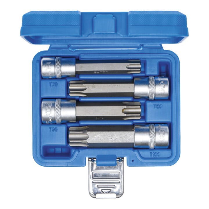 BGS Bit insteekset aandrijving vierkant 12,5 mm (1/2 inch) T-profiel (voor TX) met gat 4 delig