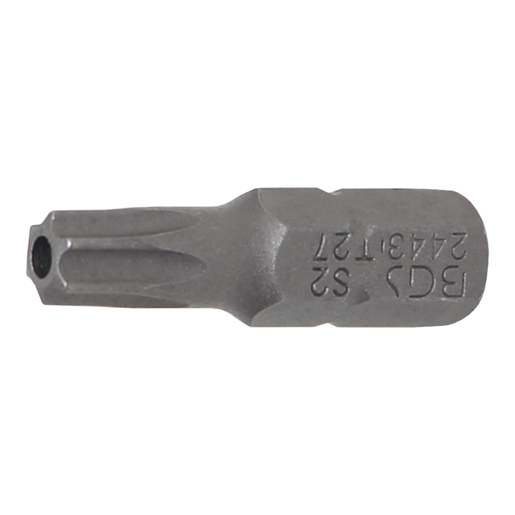 BGS Bit Länge 25 mm Antrieb Außensechskant 6,3 mm (1/4") T-Profil (für TX) mit Bohrung T27 ; BGS technic