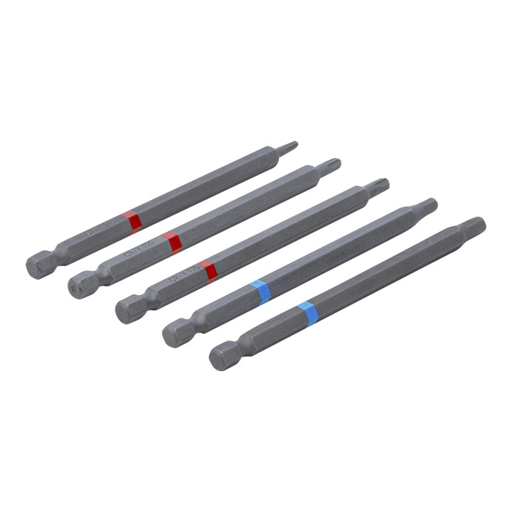 BGS Bit-Satz, Antrieb Außensechskant 6,3 mm (1/4"), Innensechskant, T-Profil (für TX), Länge 110 mm, 5-tlg.