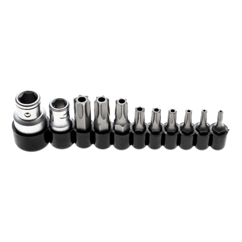 BGS Bit set aandrijving buitenzeskant 6,3 mm (1/4 inch) / 10 mm (3/8 inch) T-profiel (voor Torx) met boring 11 delig