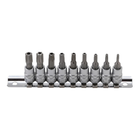 BGS Bitinsteekset vierkantaandrijving 6,3 mm (1/4") T-profiel (voor Torx) met boring T10 - T50 9 dlg.