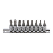 BGS Bitinsteekset vierkantaandrijving 6,3 mm (1/4") T-profiel (voor Torx) met boring T10 - T50 9 dlg.