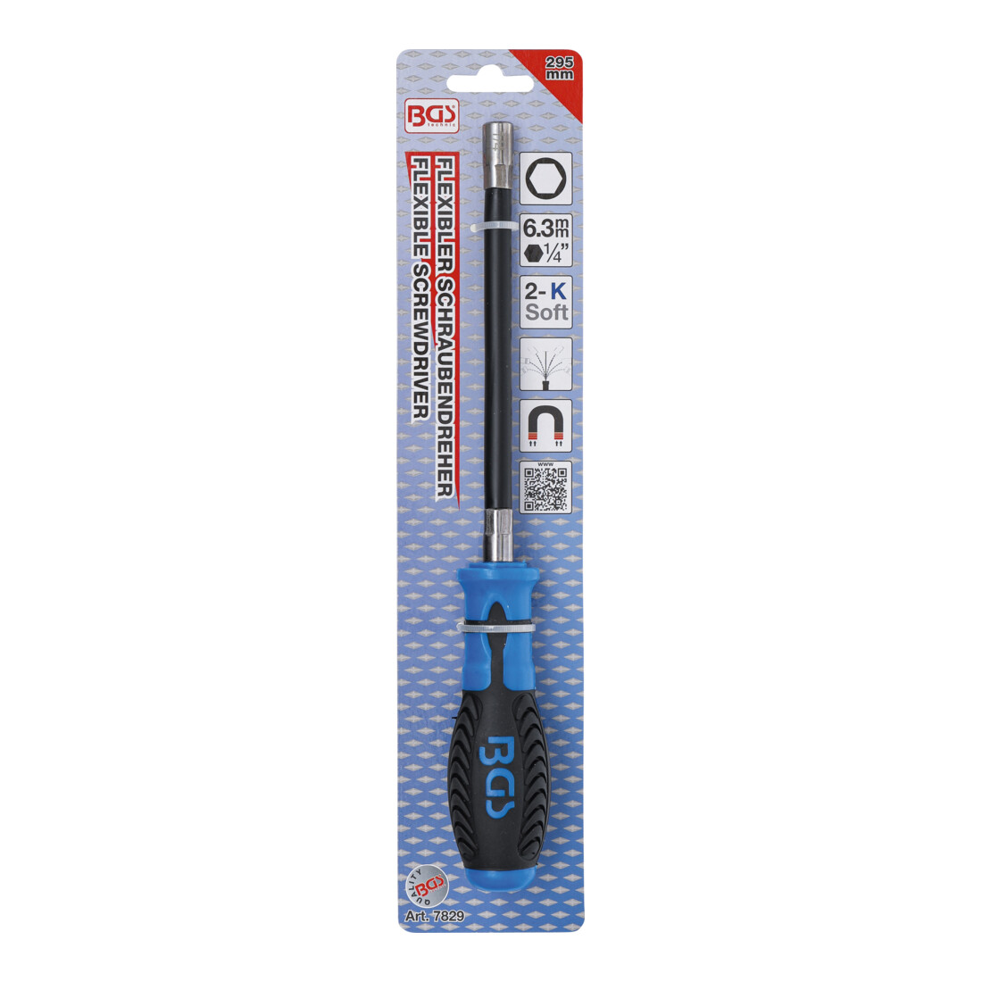 BGS Bitschroevendraaier voor bits met flexibele schacht | binnenzeskant 6,3 mm (1/4")