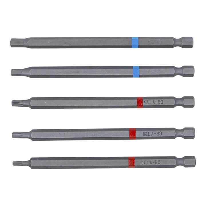 BGS Bitset, aandrijving buitensleutel 6,3 mm (1/4"), binnensleutel, T-profiel (voor TX), lengte 110 mm, 5-dlg.