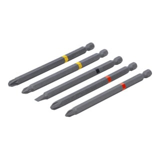 BGS Bitset, aandrijving buitensleutel 6,3 mm (1/4"), kruiskop PH, kruiskop PZ, sleuf, lengte 110 mm, 5-dlg.