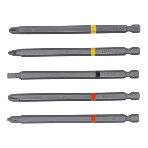 BGS Bitset, aandrijving buitensleutel 6,3 mm (1/4"), kruiskop PH, kruiskop PZ, sleuf, lengte 110 mm, 5-dlg.