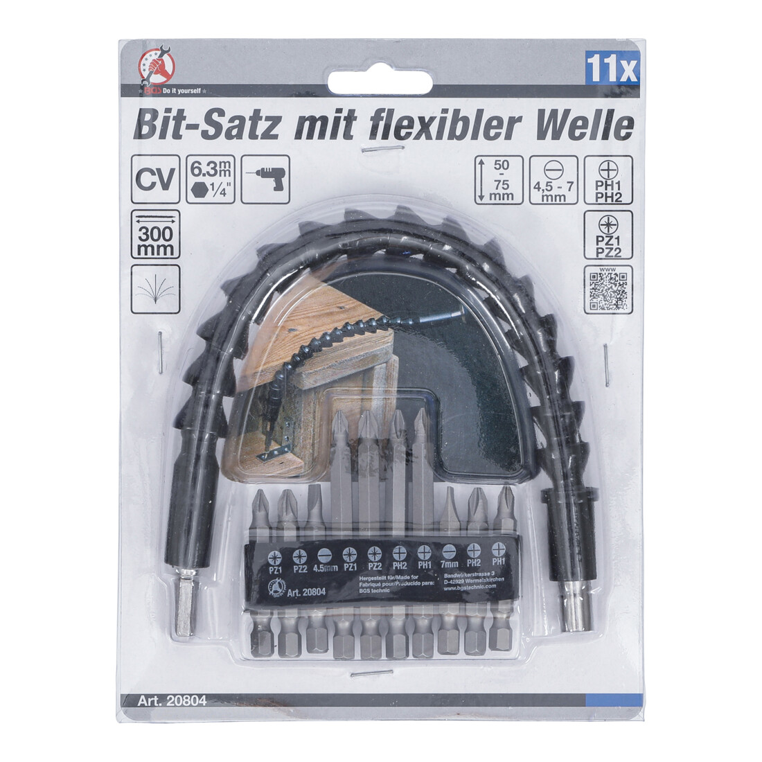 BGS Bitset met flexibele as | 6,3 mm (1/4") | 11-dlg.