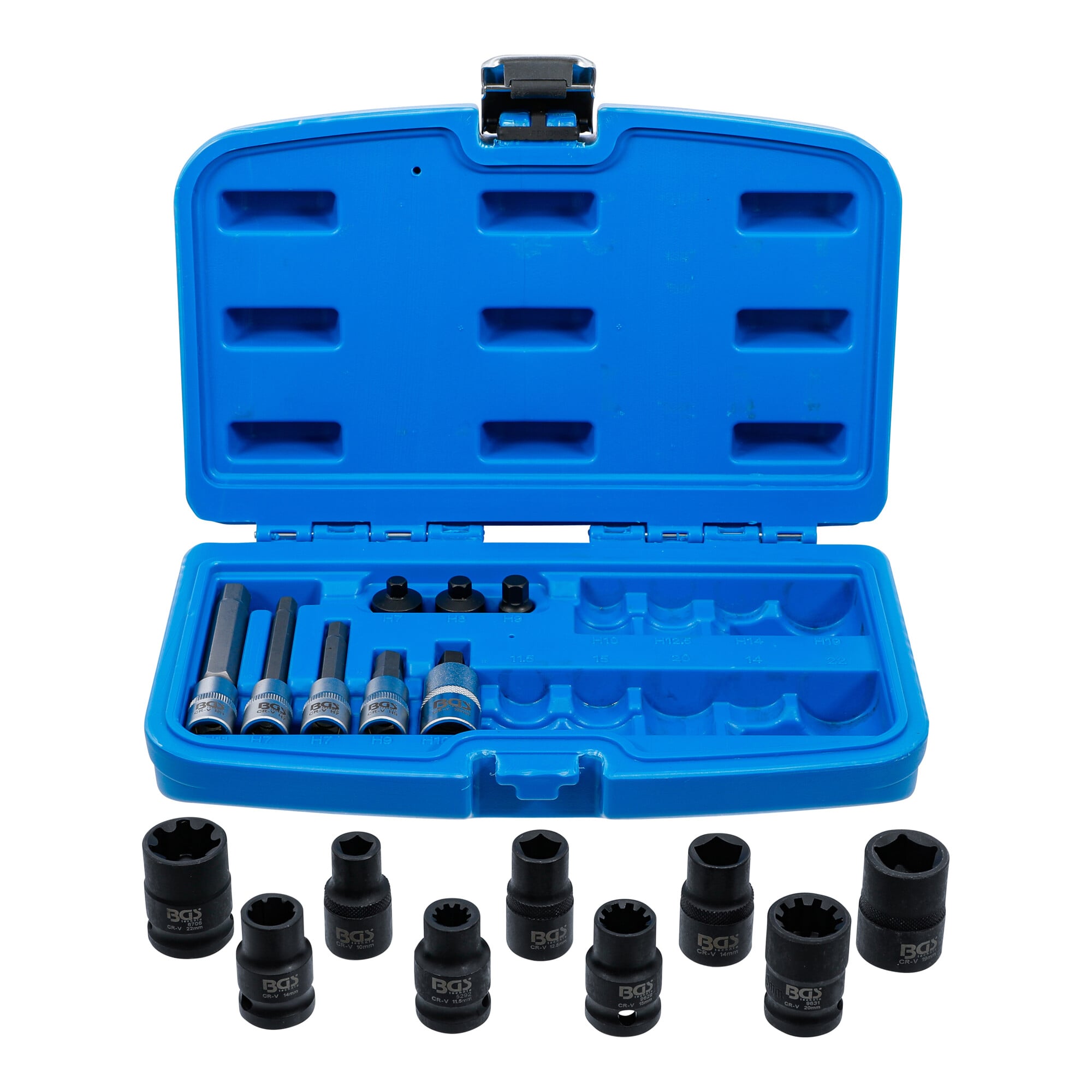 BGS Bremssattel-Steckschlüssel- und Bit-Einsatz-Satz, 17-tlg. ; BGS technic
