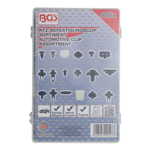 BGS Assortimento clip di fissaggio veicoli Nissan, 408pz.