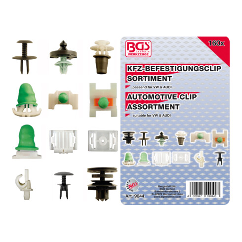 BGS Assortimento clip di fissaggio per Audi, VW, 160pz.