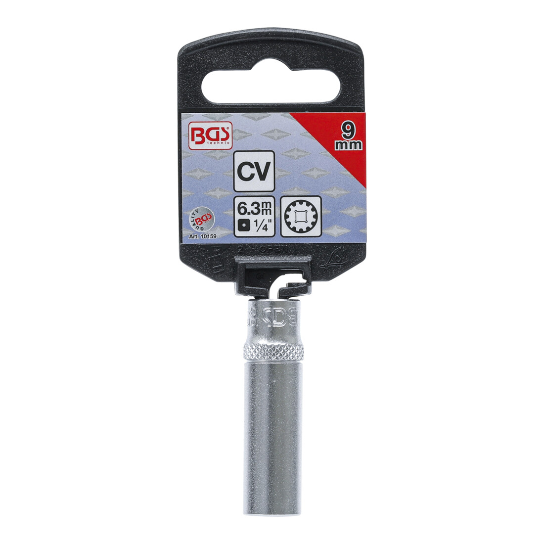 BGS Bussola Gear Lock, profonda, 6,3 mm (1/4"), 9 mm