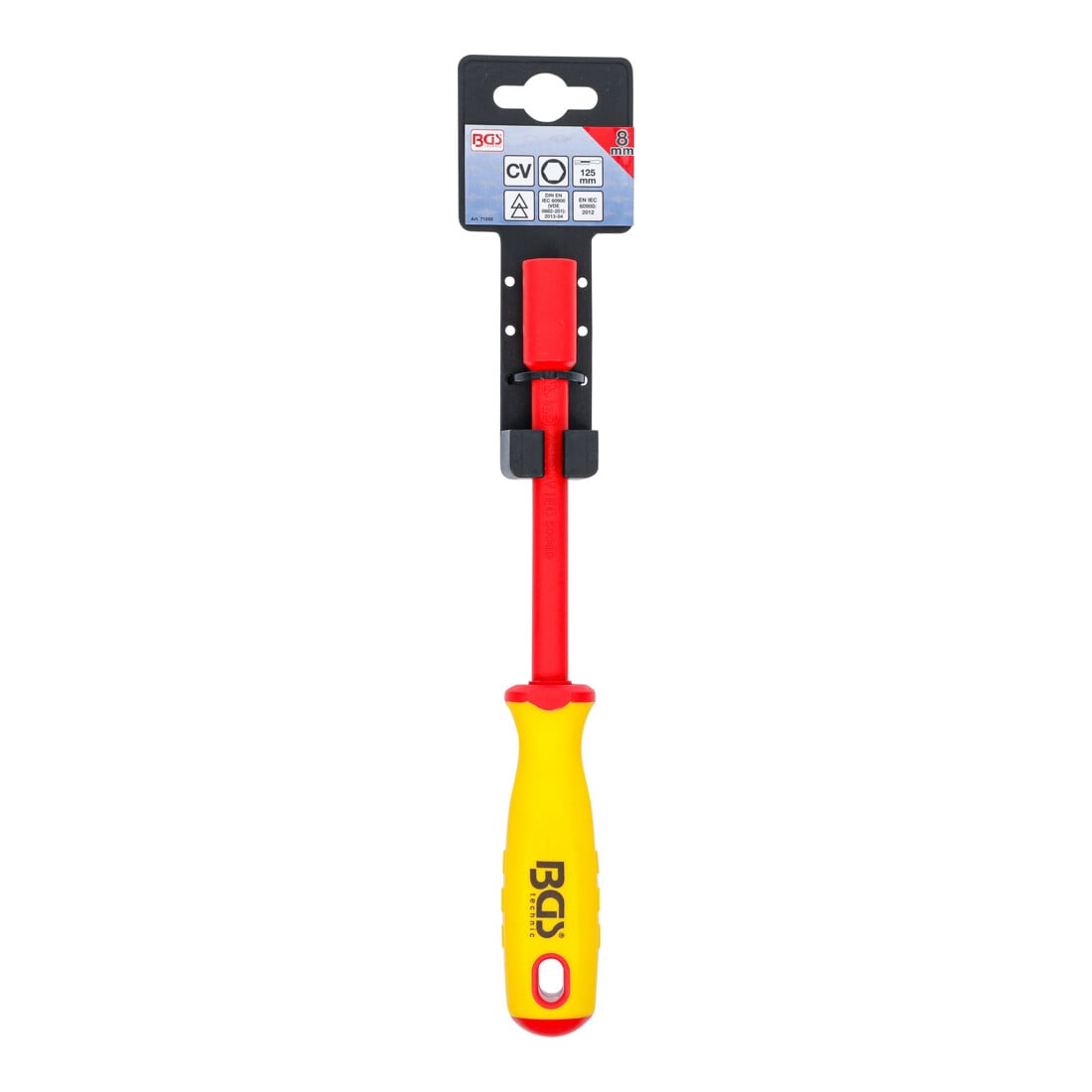 BGS Cacciavite e chiave a bussola per elettricisti, esagonale, 8 mm, Lunghezza della lama 125 mm
