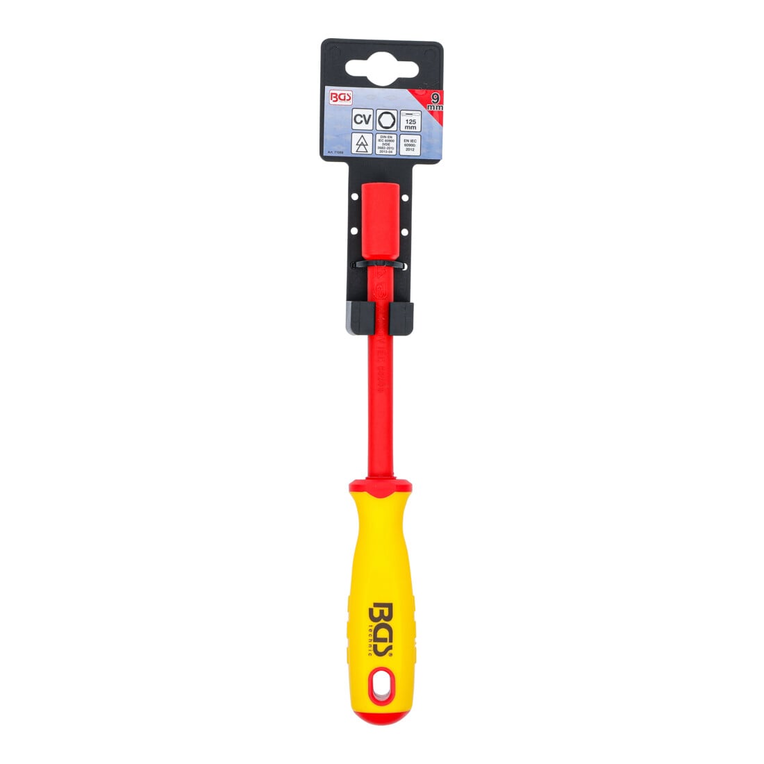 BGS Cacciavite e chiave a bussola per elettricisti, esagonale, 9 mm, Lunghezza della lama 125 mm