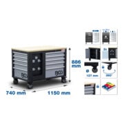 BGS Carrello da officina, 2 x 5 cassetti, 1 armadio, vuoto-1