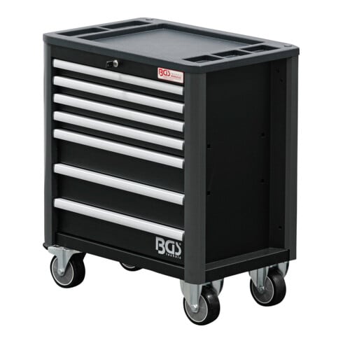 BGS Carrello da officina, 7 cassetti, altezza di costruzione extra bassa, vuoto