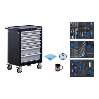 BGS Carrello da officina, 7 cassetti, con 120 attrezzi