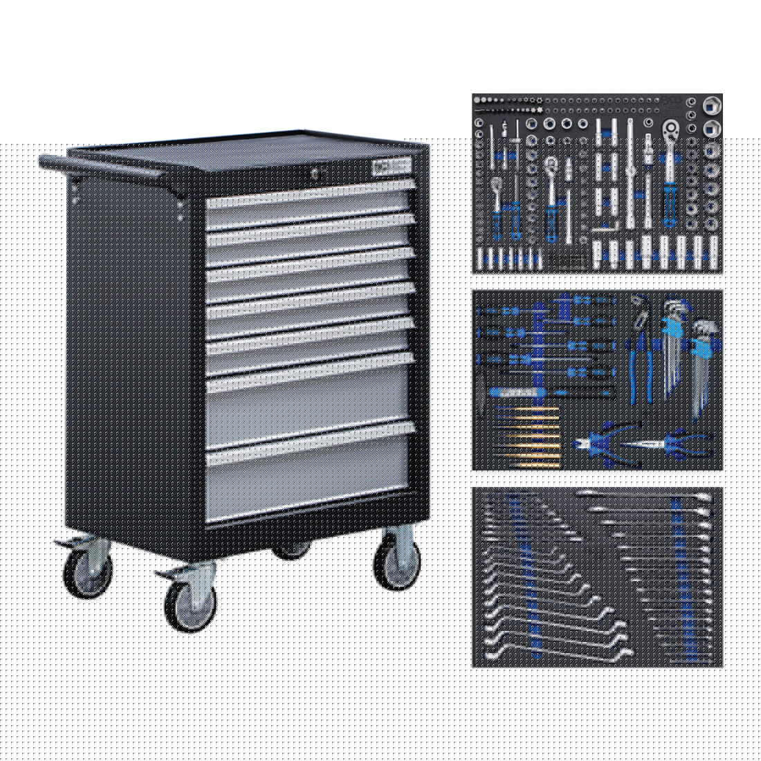BGS Carrello da officina, 7 cassetti, con 263 utensili