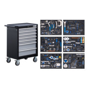 BGS Carrello da officina, 7 cassetti, set attrezzi regolazione motore, 223 pezzi-1