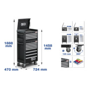 BGS Carrello da officina Profi Standard Maxi, 12 cassetti, con 263 attrezzi-2