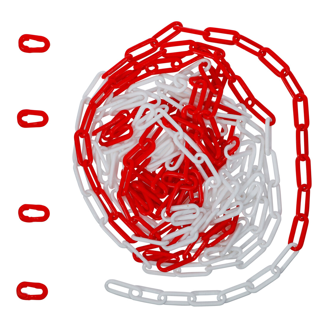 BGS Catena di delimitazione, rosso/bianco, 4 moschettoni, plastica, 7,5 m