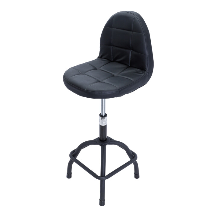 BGS Chaise d’atelier pivotante avec dossier, réglable en hauteur