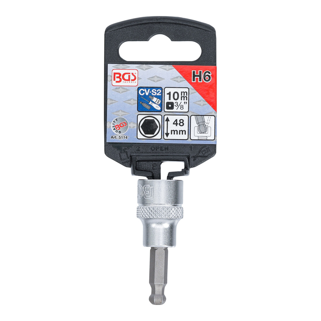 BGS Chiave a bussola, 10 mm (3/8"), esagono interno con testa sferica 6 mm