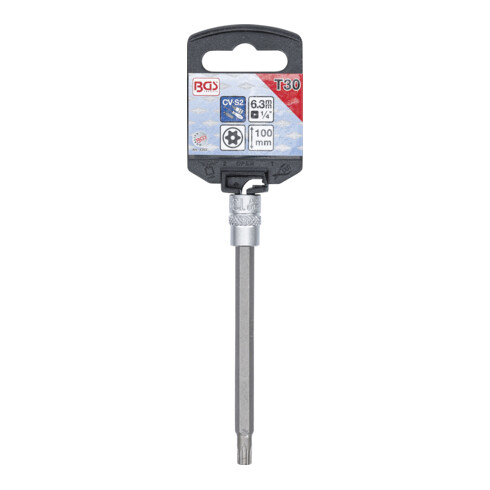 BGS Chiave a bussola, lunghezza 100 mm, 6,3 mm (1/4"), profilo a T (per TX) con alesatura T30