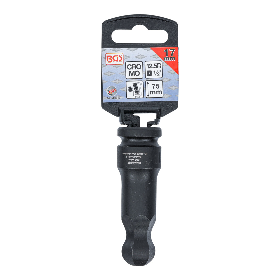 BGS Chiave a bussola, lunghezza 75 mm, 12,5 mm (1/2"), esagono interno con testa sferica 17 mm